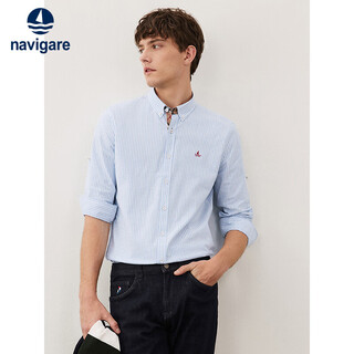 Navigare italian dinghy autumn and winter men's long-sleeved striped shirt oxford thermal shirt 1233040041