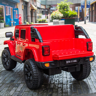 Tianzhixing children's electric car can seat two people, extra large four-wheel remote control for boys and girls, four-wheel drive off-road vehicle pickup truck, chinese red. four-wheel drive + chaowei battery + leather seat, remote control + self-driving + four-wheel drive + bluetooth music