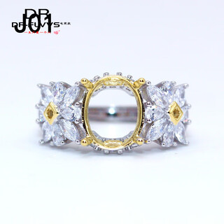 Fat donglai's same chinese valentine's day gift 18k gold ring holder 925 silver ring empty holder new processing inlaid j01 style (7*9mm)