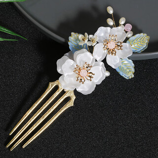 Meng junchen, ancient style hanfu headdress, hairpin with tassels, hand-made flower hair crown, ancient costume hair trim, edge clip bun, tang style complete set, one hairpin