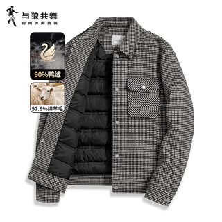 Dances with wolves wool jacket men's winter fashion houndstooth jacket men's down jacket 003 medium gray 185