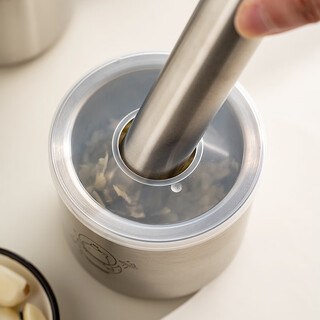 OEMG304不锈钢捣蒜器家用手动压蒜打蒜泥神器中药研磨捣碎罐 倒立熊猫304捣碎器