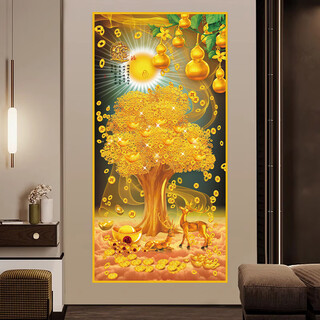 Dincmei dingchuangmei entrance entrance decorative painting self-adhesive modern chinese style front-to-door living room corridor aisle wall stickers wallpaper hanging paintings new year paintings 77. lucky and treasure 60cm wide - 120cm high self-adhesive paintings (with glue on the back)