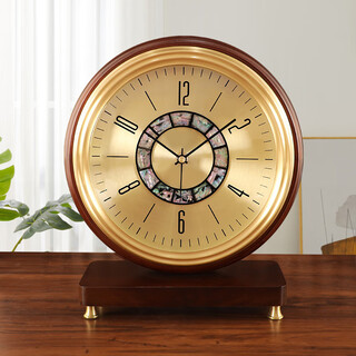 Cairns european retro solid wood desk clock living room home table large silent desk clock desktop clock sitting clock ornaments 0809a - solid wood + brass frame - shell plate