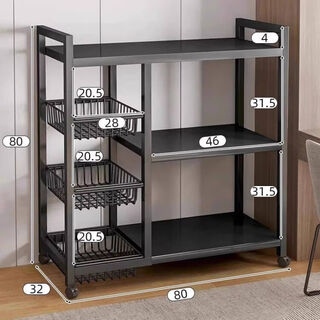 Feifan home products kitchen rack floor-standing multi-layer vegetable storage rack household multi-function microwave sundries rack snack storage rack high quality extra thick 3 net blue + 3 layers 80 long