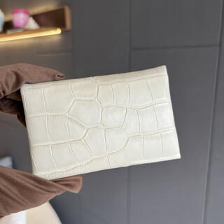 Second-hand 99 new hermes calvi folding card holder 8l matte crocodile accessory box