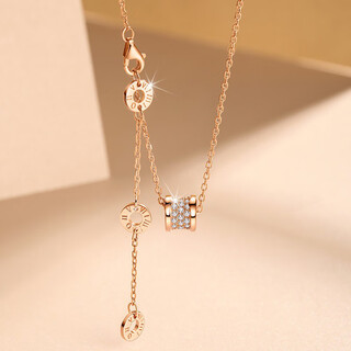 Fat donglai's same style 18k gold small waist necklace 18k rose gold full diamond women's au750 color gold light luxury clavicle chain 18k full diamond small waist (rose gold) + counter gift box