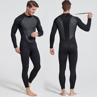 Sbart one-piece wetsuit 3mm thick material warm and cold-proof snorkeling suit winter swimming men's swimsuit wetsuit fishing suit 1130 all black 2xl (185-190cm, 160-190jin jin equals 0.5 kg)