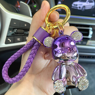 2025新款轻奢镶钻小熊钥匙扣感时尚女生汽车钥匙链精致 镶砖暴力熊-金绳