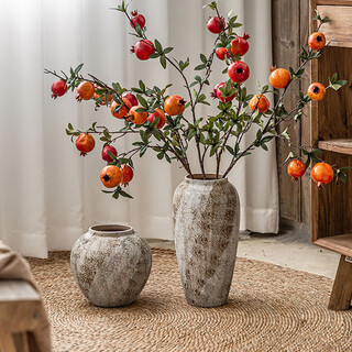 Mudingding wabi-sabi ceramic vase floor-standing ornaments living room flower arrangement retro stoneware pottery jar fresh and dried simulated flower water flower pot wabi-sabi style stoneware vase height 35cm