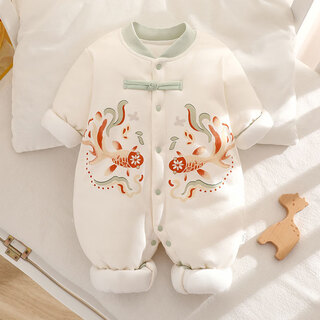 Joyncleon newborn baby 120g quilted clothes pure cotton autumn and winter clothing thickened cotton pajamas baby warm national style jumpsuit koi 73