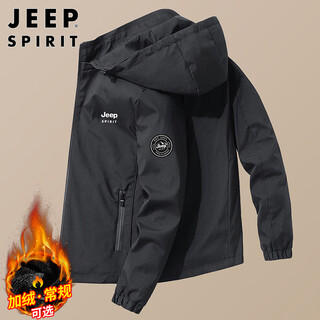 Jeep spirit jeep jacket men's jacket autumn and winter korean men's top loose hooded men's black xl
