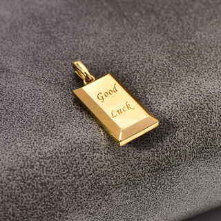 Caizhi korean popular 14k gold necklace for women simple geometric gold brick letters exquisite plain gold clavicle pendant pendant