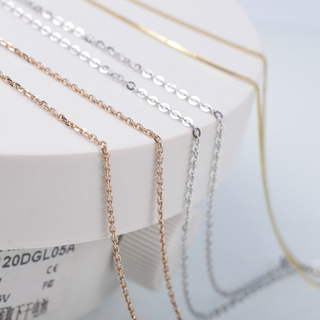 Beiyou 18k gold necklace women's rose gold pin chain gold cross chain au750 color gold necklace women's clavicle chain 18k gold 2g45cm