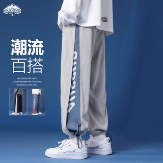 Dingfengbaoluo casual pants men's high street drawstring anklet autumn loose trendy overalls large size hm9072 gray l