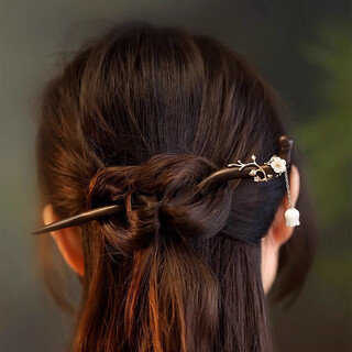 Bai shilin wooden hairpin, new chinese style daily hairpin, lily of the valley step, tassel hairpin, women's ancient style cheongsam, hanfu accessories, personal use, no box