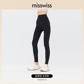 Misswiss ni ni's same style shark pants thin women's outer wear tummy control butt lifting yoga pants leggings super thick velvet goddess black m
