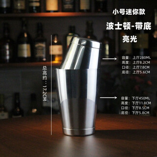 Fernas 304 stainless steel cocktail shaker small boston shaker bar home mini version cocktail cup with bottom boston-silver small