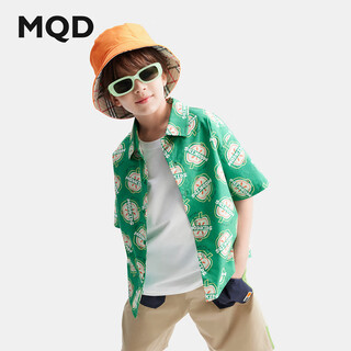 Mqd (mqd) mqd children's clothing boys summer printed shirt green fruit pattern trendy full version short-sleeved shirt forest green 120