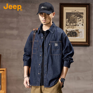 Jeep (jeep) 2025 autumn new denim shirt, simple and versatile men's shirt, casual loose long-sleeved jacket, men's top