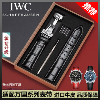 Iwc watch strap is suitable for original men's portofino pilot mark eighteen portuguese butterfly buckle 20mm black black line silver butterfly buckle 20mm