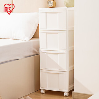 Iris sandwich storage cabinet, household clothes storage cabinet, storage box, plastic storage box, drawer-type cabinet, 4-layer white (with pulleys), width 30.8cm