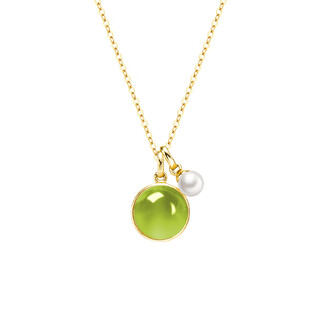 Yingxin rosluxury niche peridot freshwater pearl clavicle chain pendant necklace for women peridot pendant + flash o chain