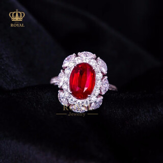 Royalpick ruby ring 4ct women's ring diamond 18k gold unburned pigeon blood red gift for girlfriend and wife's day birthday gift 4.0 carat ruby ring