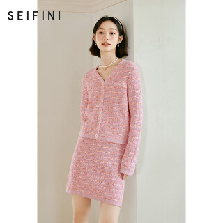 S eifini small fragrance set 2023 spring new style female celebrity qianjin style pink s 155/80cm
