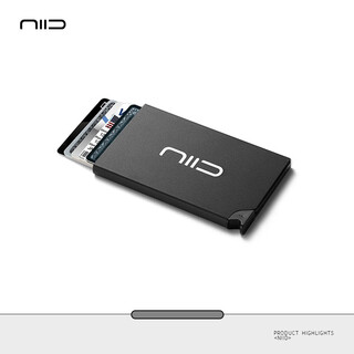 Niid card holder for men, automatic pop-up aluminum alloy card box, anti-theft degaussing bank card holder, black