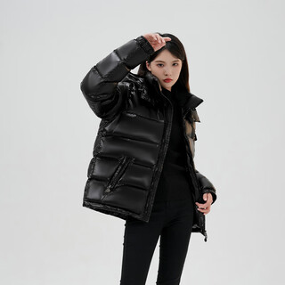 Bobby bizz 95% white goose down glossy down jacket women's short new thick style 2025 new high-end jacket winter black m (160) (110jin jin is equal to about 0.5 kg)