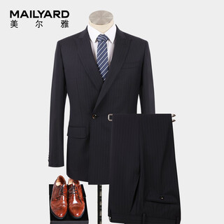 Mailyard/meierya suit suit wool business casual men's double-breasted suit trousers 109 navy stripe 165b /ab4