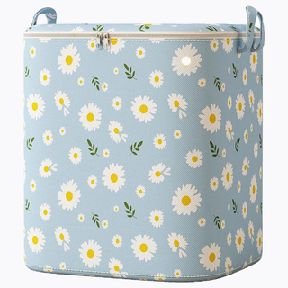 Duchu tongzi storage box for clothes and quilts large capacity fabric box home bedroom wardrobe storage box foldable thick zipper blue daisy extra large 200l=70x60x50cm