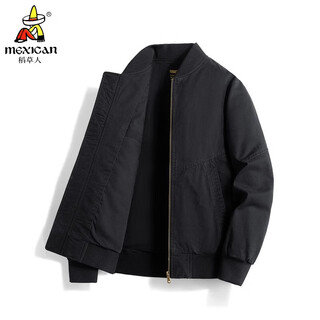 Scarecrow brand jacket autumn and winter men's new pure cotton workwear bomber jacket men's american retro casual baseball uniform black l recommended 120-135 jin jin equals 0.5 kg