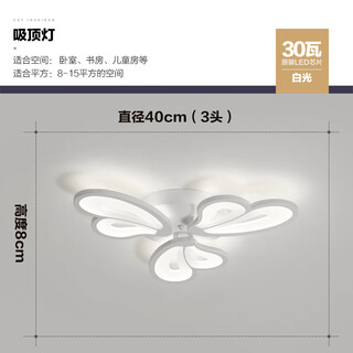 畅玩客厅灯新款花瓣型大厅灯现代简约蝴蝶花房间卧室灯吸顶灯客厅主灯 蝴蝶花-3头-单色白光