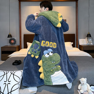 Yu zhaolin men's pajamas autumn and winter coral velvet plus velvet thickened winter youth pajamas men's flannel bathrobe home clothing