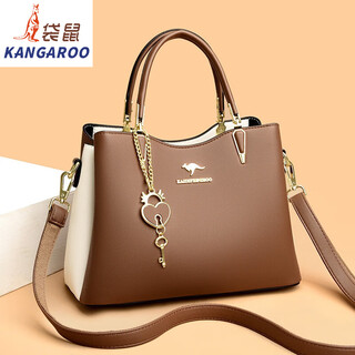 Kangaroo (kangaroo) genuine cowhide women's bag 2025 new style versatile fashionable large capacity middle-aged atmospheric crossbody handbag for mother khaki color