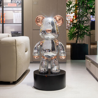 Jizhao internet celebrity patch violent bear living room ornaments large floor-standing sofa side decoration light luxury high-end atmosphere upper grade silver patch mechanical bear + base