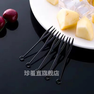 Disposable fruit forks, individually packaged plastic fruit inserts, commercial fruit picks for fruit shops, 10,000 pieces in the whole box, ok black forks, 10,000 pieces, simple packaging