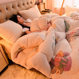 Erwin rommel thickened snowflake velvet + imitation lamb velvet warm quilt, feather velvet spring and autumn quilt, winter quilt, care bears 150x200cm4jin jin equals 0.5kg