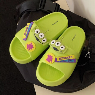 Drazao thin strips fun and cool three-eyed boy eva soft-soled slippers summer men and women toy story anti-slip sandals fruit green cartoon three-eyed boy 36-37