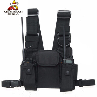稻草人ins潮牌战术背心马甲包胸包多口袋多功能对讲机chestrigbag 黑色 均码