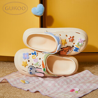 Gukoo slippers women's summer crazy zootopia crocs home can wear non-slip thick-soled beach shoes off-white 37-38