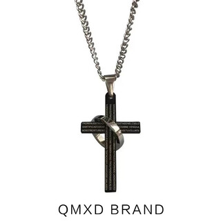 Qmxd cross necklace men's trendy korean version hip-hop men's pendant titanium steel simple fashion clavicle chain versatile gift for boyfriend