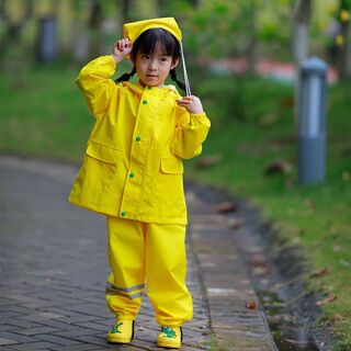 Sailotou chaodatong waterproof full body children's boys and girls kindergarten set raincoat and overalls and rain pants one-piece 901 yellow jacket + overalls m size suitable for 80-100 height