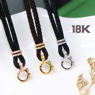 Erli 18k gold jade high cargo rope buckle head rope buckle with diamonds for men and women adjustable jewelry pendant sweater lanyard k white 2.5mm round rope