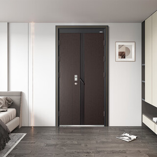 金亿甲门业（D01伊莉莎)仿真木纹板入户门精雕镁合金嵌入指纹锁安全门 D01伊莉莎单门