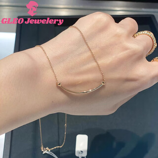 Dl 1998 fat donglai same style rose k gold pendant smiley face necklace for women 18 years old smile full of diamonds light luxury color gold zhao lusi same style rose gold