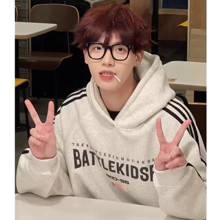 7 high-quality american retro three-stripe sweatshirts for men in autumn new hooded trendy brand loose tops couple coats bottoming shirt xxjr-fg1128 white gray xl 175-185cm 115-135jin jin is equal to 0.5 kg