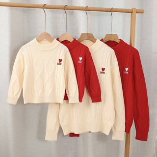 Bubble orange parent-child knitted sweater, whole family outfit, autumn and winter mother-daughter clothing, a family of three or four, popular on the street, fashionable internet celebrity, high-end white apricot color parent-child outfit, 175-m size (recommended weight 105-120 jin jin is equal to about 0.5 kg)